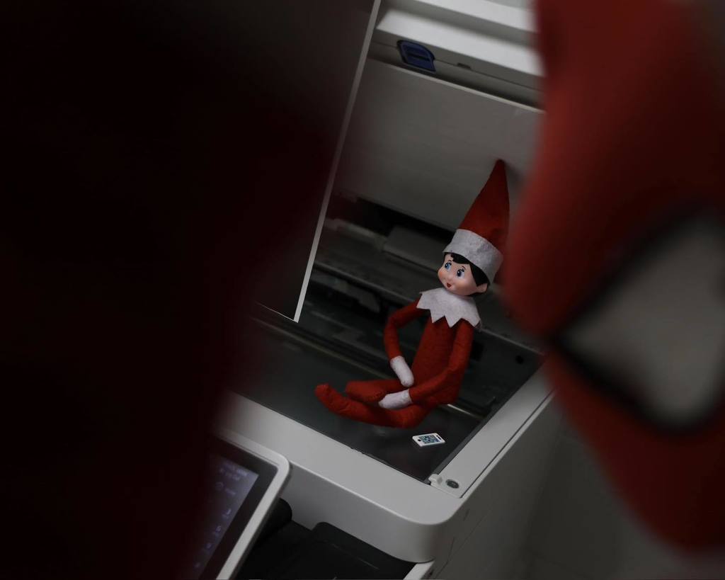 elf on the shelf on the copier