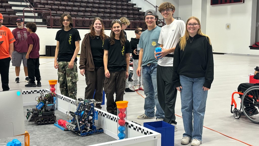robotic teams around a competition field 