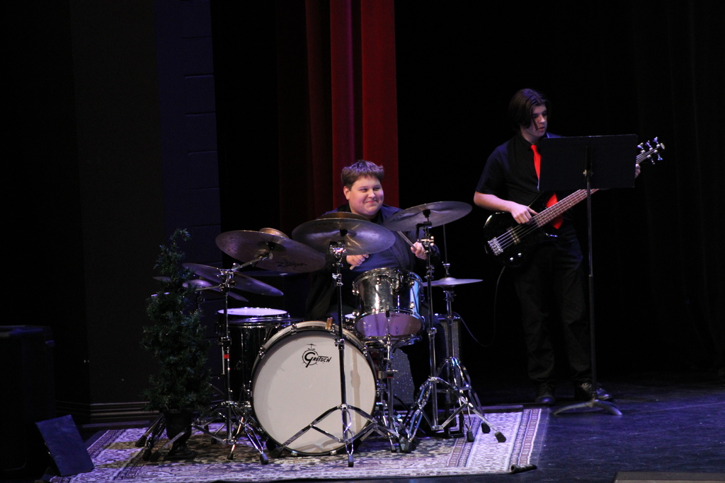 Drummer and Bass at Winter Concert.