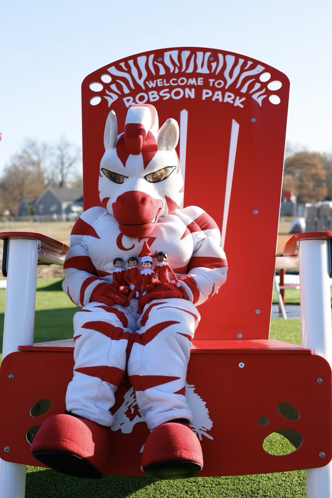 zebs sitting on the Robson park chair with the elf’s