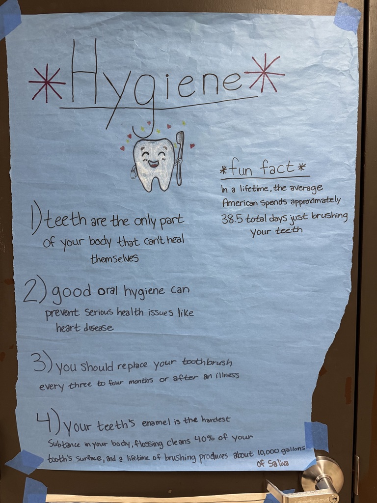 Our Health & Nutrition students have been busy giving us some much-needed reminders around the halls! 🧼🧠💧  As we head into finals next week, they’ve highlighted the importance of: ✨ Good hygiene ✨ Washing our hands ✨ Managing stress in healthy ways  Thank you to our students for helping keep our school healthy and focused. Let’s finish the semester strong!