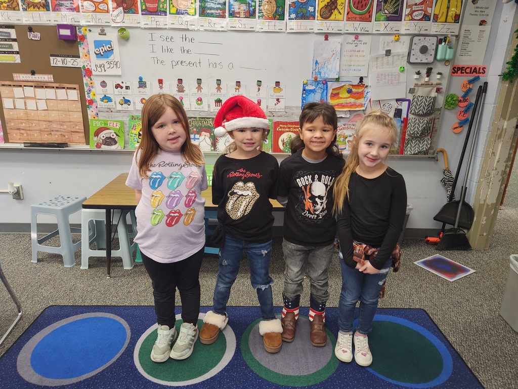 students wearing rock and roll gear