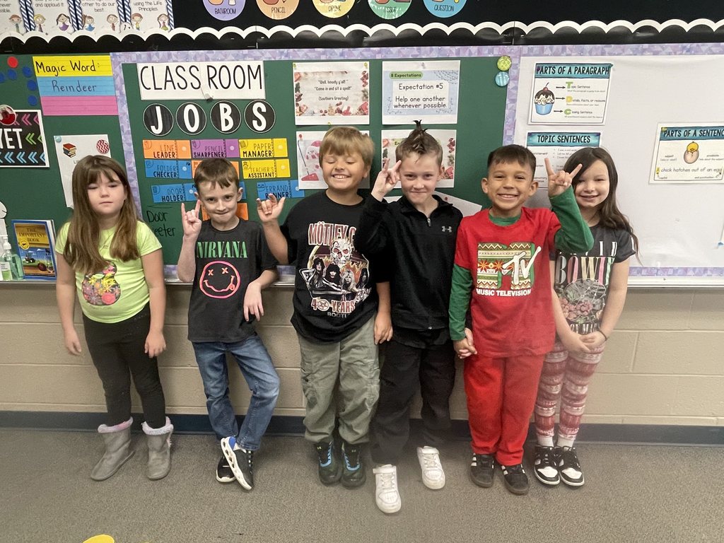 students wearing rock and roll gear