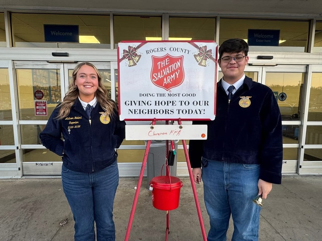One of the best Claremore FFA holiday traditions is ringing the bell for The Salvation Army’s Red Kettle Drive! A huge thank you to these outstanding members for putting service before self and spreading holiday cheer in our community. ❤️🔔