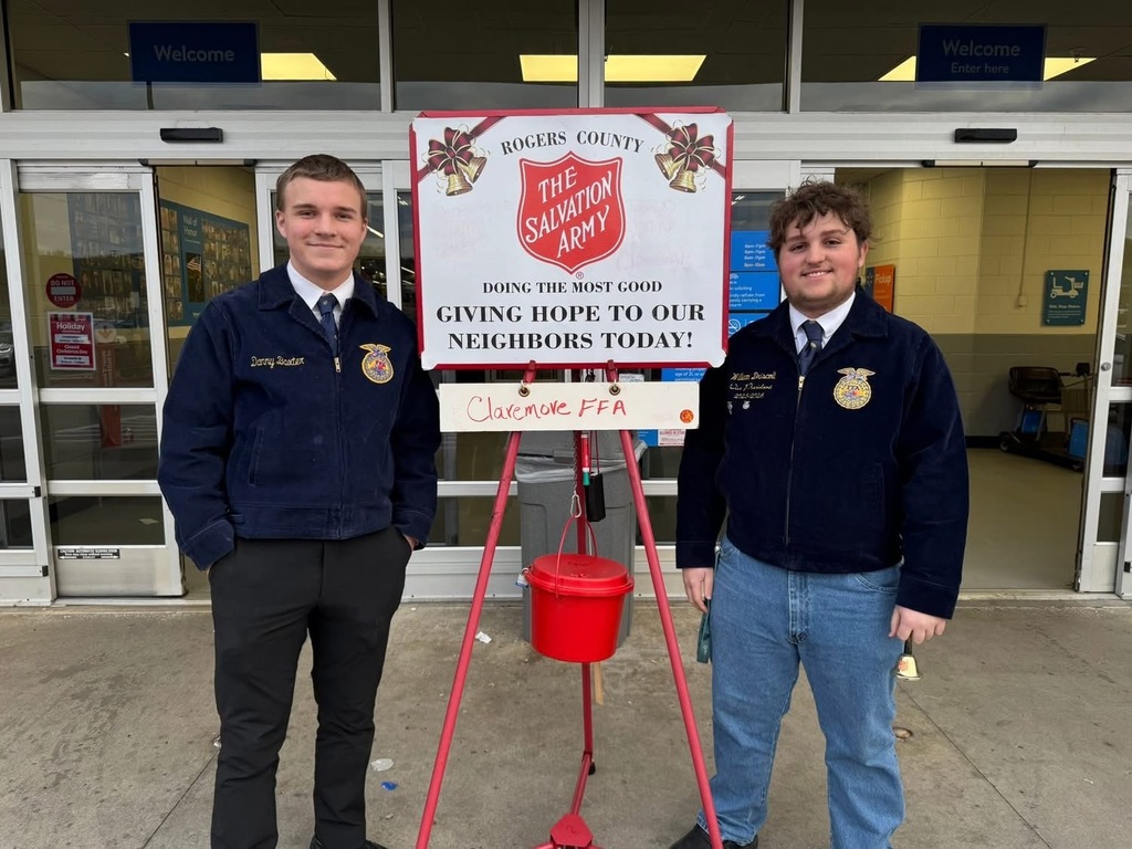 One of the best Claremore FFA holiday traditions is ringing the bell for The Salvation Army’s Red Kettle Drive! A huge thank you to these outstanding members for putting service before self and spreading holiday cheer in our community. ❤️🔔