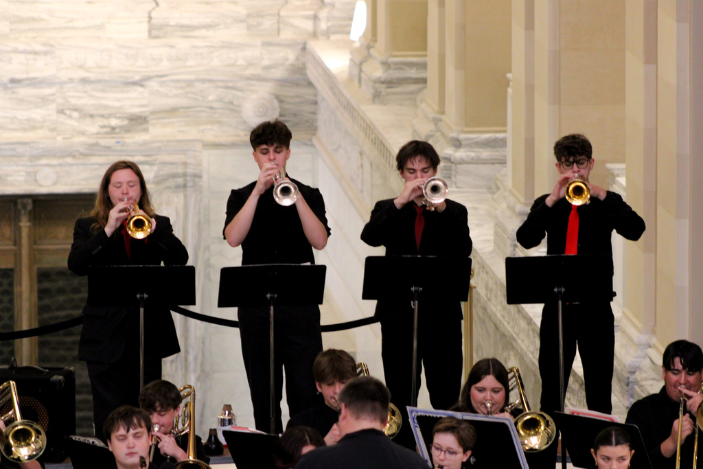 Claremore High School Jazz Band performing at the State Capitol Building