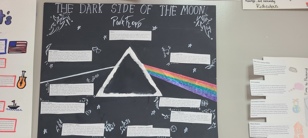 Students in AP English Language and Composition created a "Portrait of a Speaker," analyizng how different types of writers create their works. Since rhetoric is the art of persuasion (and rhetoric is everywhere), the students were allowed to choose anything from songs to albums to speeches to short stories to movies. The result is a variety of works representing the student's diverse interests!