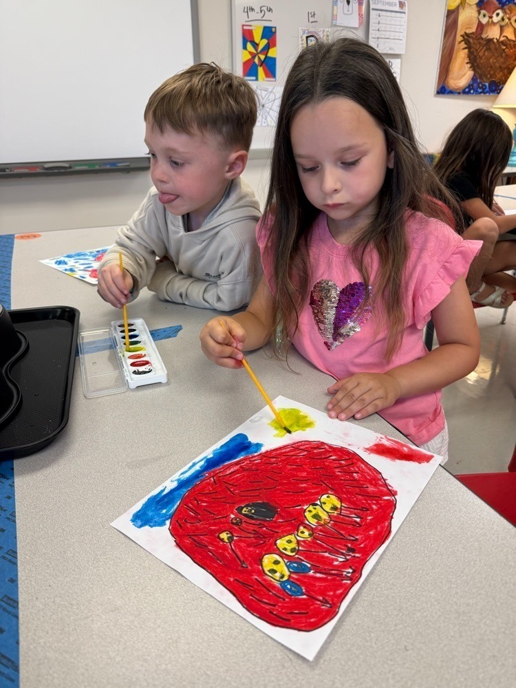 students working on art projects