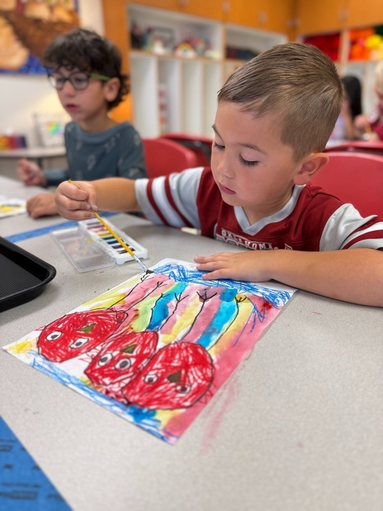 students working on art projects