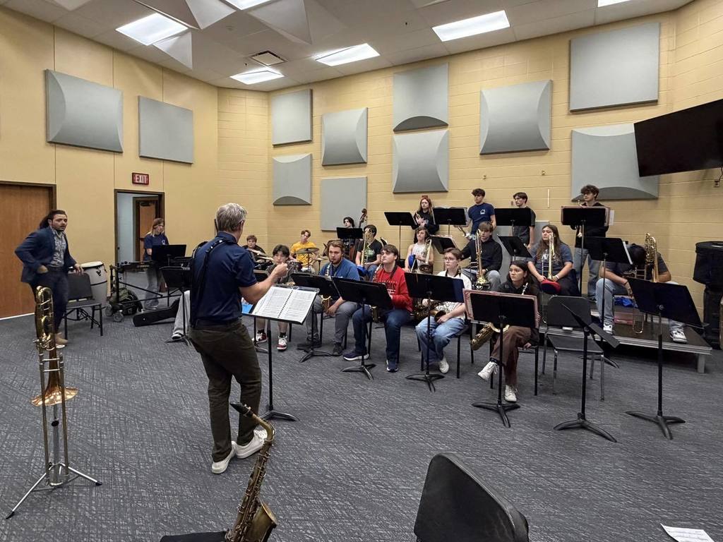 OSU Instructors visiting High School Band.