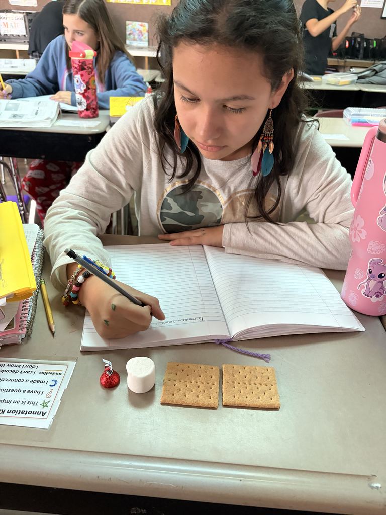 students working with graham crackers and marshmallows 