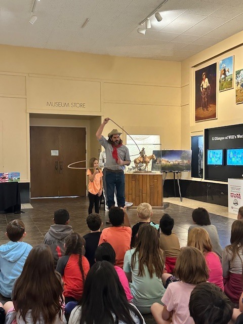 students watching demonstration at the Will Rogers Museum