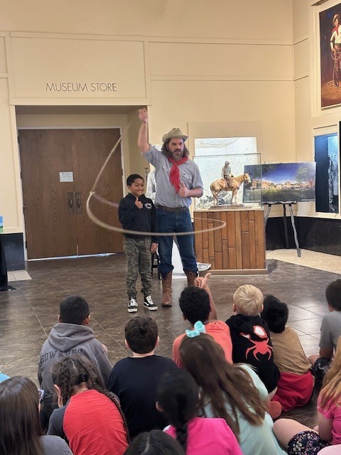 students watching demonstration at the Will Rogers Museum
