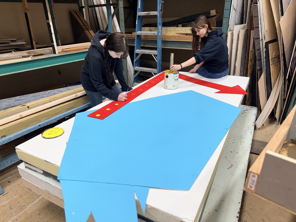 Students working on a set