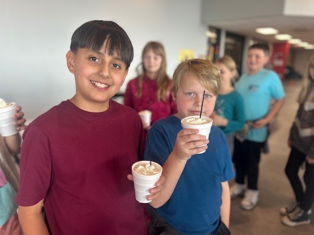 Claremont fourth grade hot cocoa party.