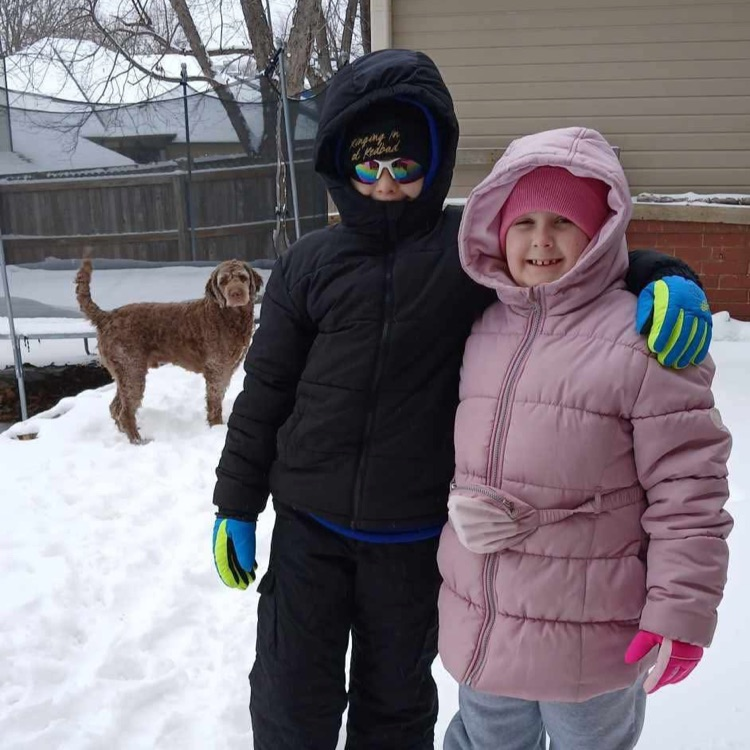 students in the snow