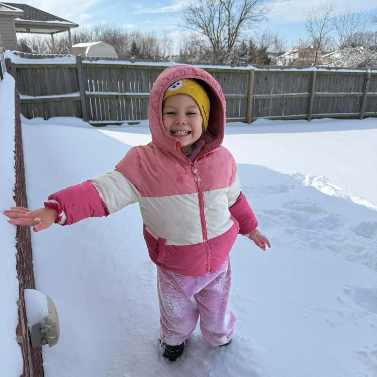students in the snow