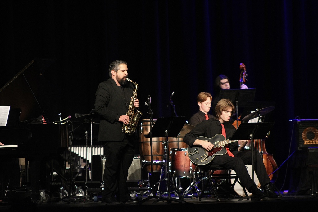 High school band performing.