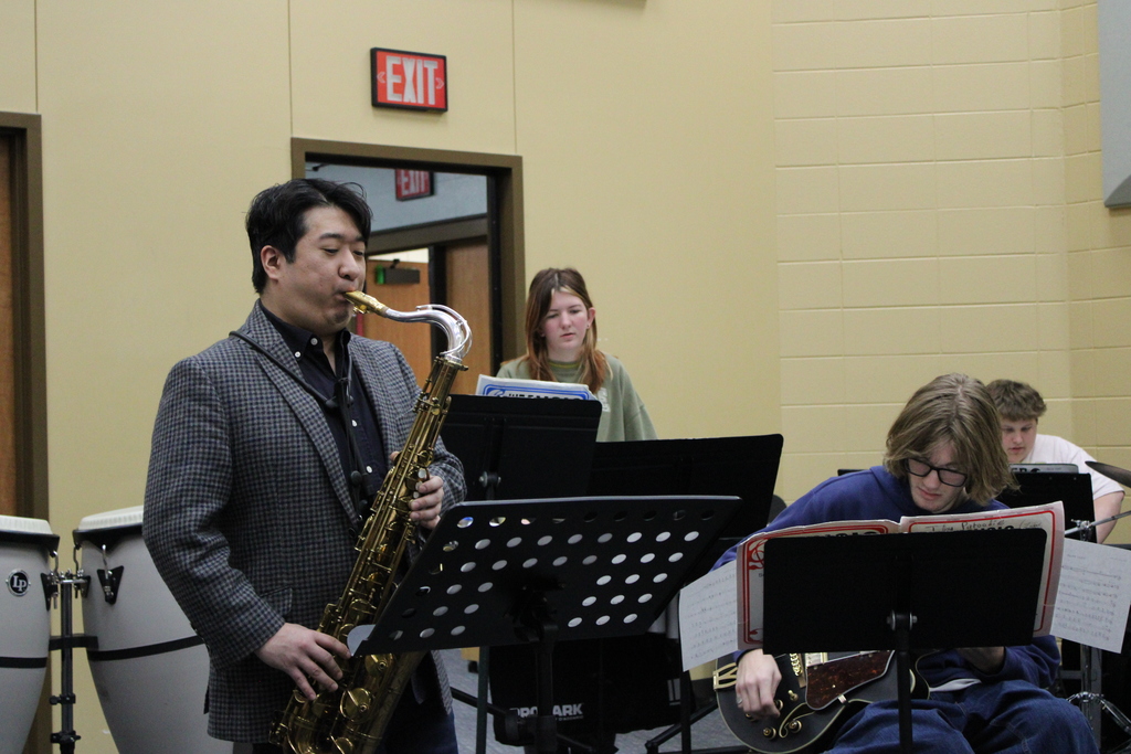 High school band practicing.