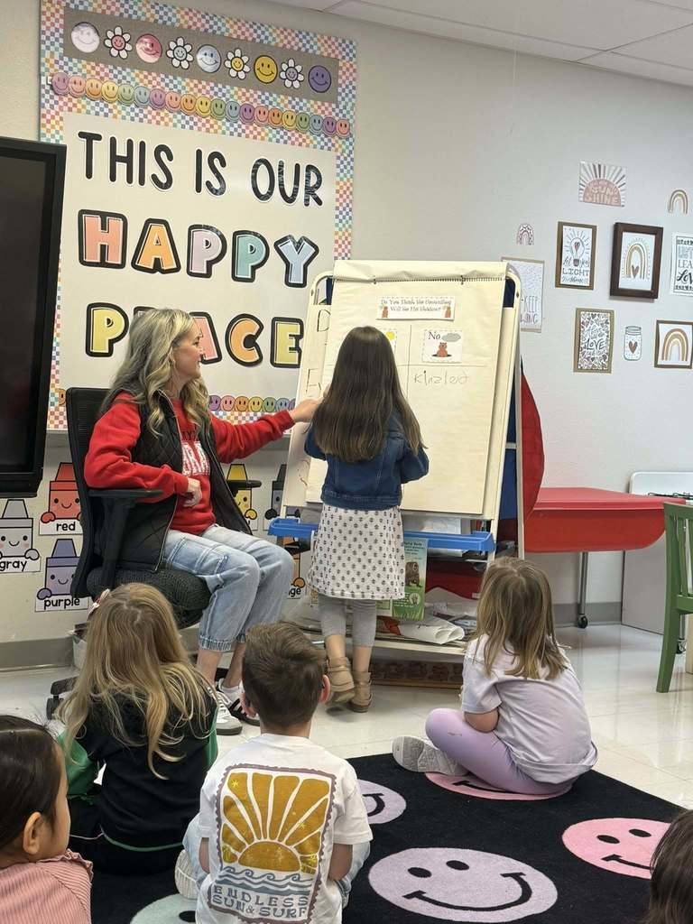 Elementary students groundhog day predictions.