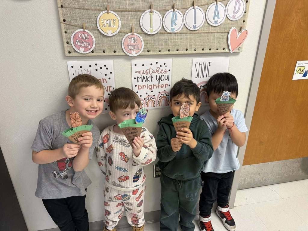 Elementary students groundhog day predictions.