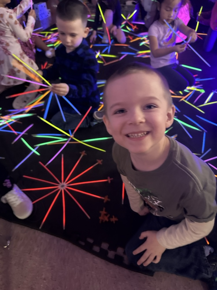 pre-K with their glow stick fun