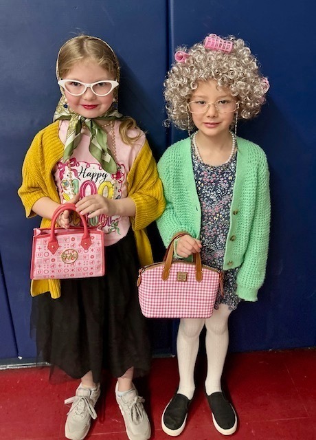 students dressed as 100 year olds for the 100th day of school