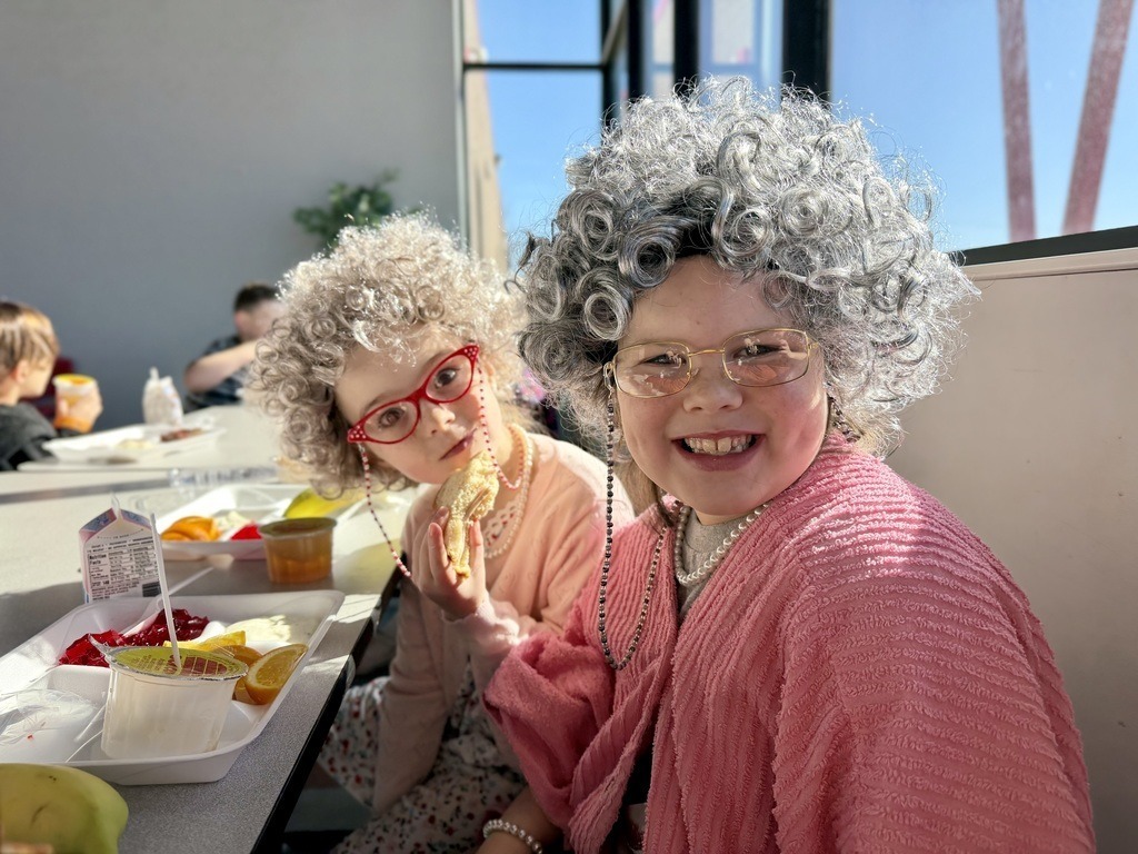 students dressed as 100 year olds for the 100th day of school
