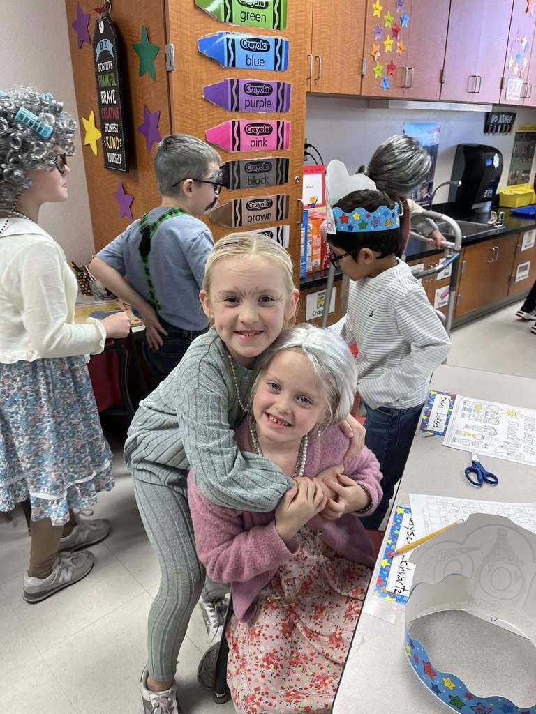 students dressed as 100 year olds for the 100th day of school