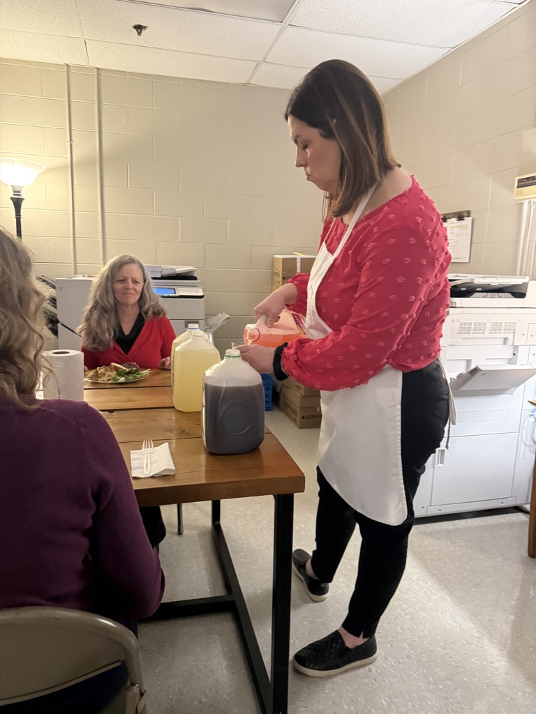 mrs. brogan making drinks