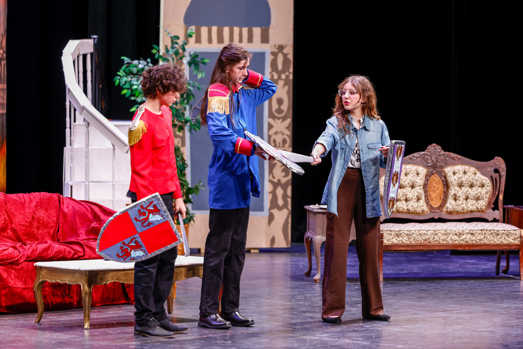 Junior high students performing during the play