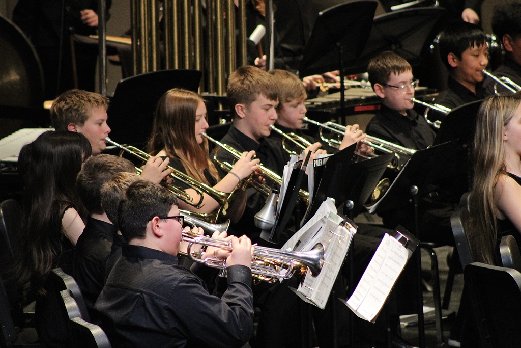 WRJH trumpet players playing in the GCBDA honor band
