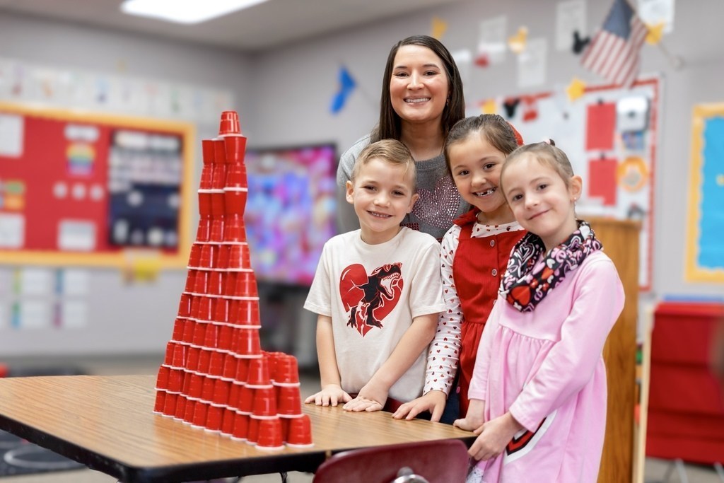 students at their valentines party 