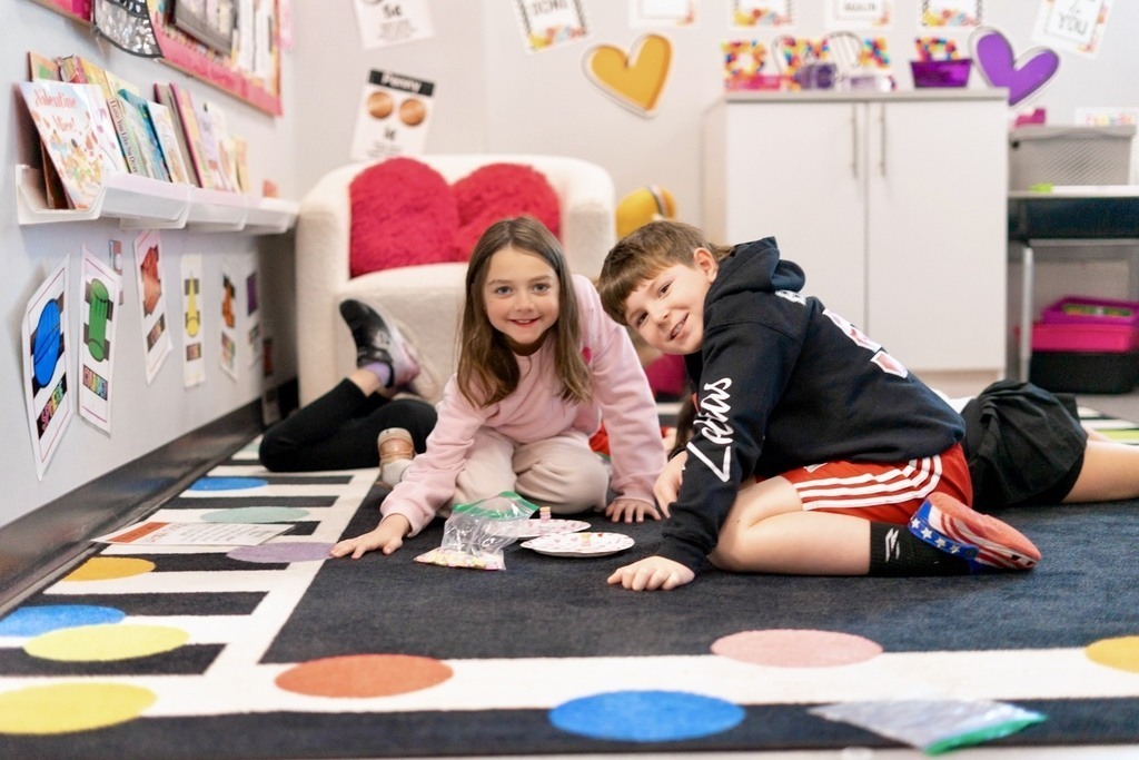 students at their valentines party 