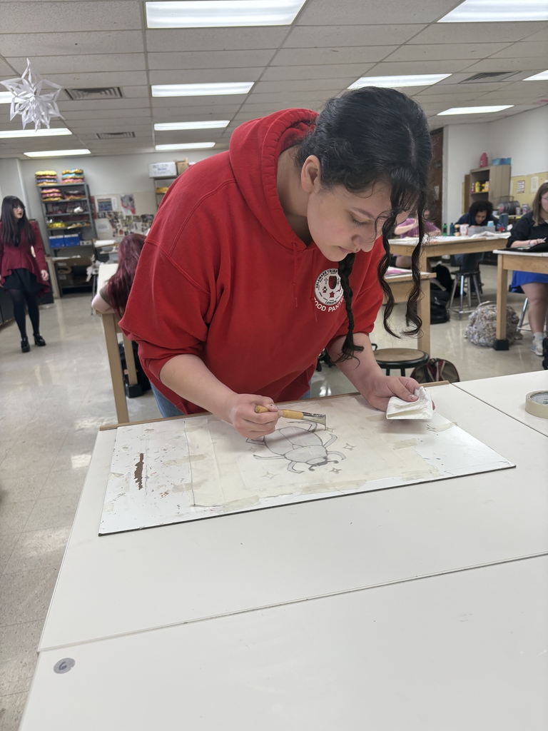 Student working on an art project