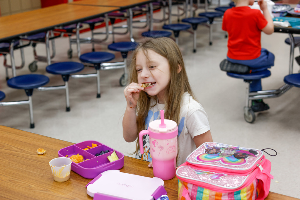 Westside Elementary student trying new foods.