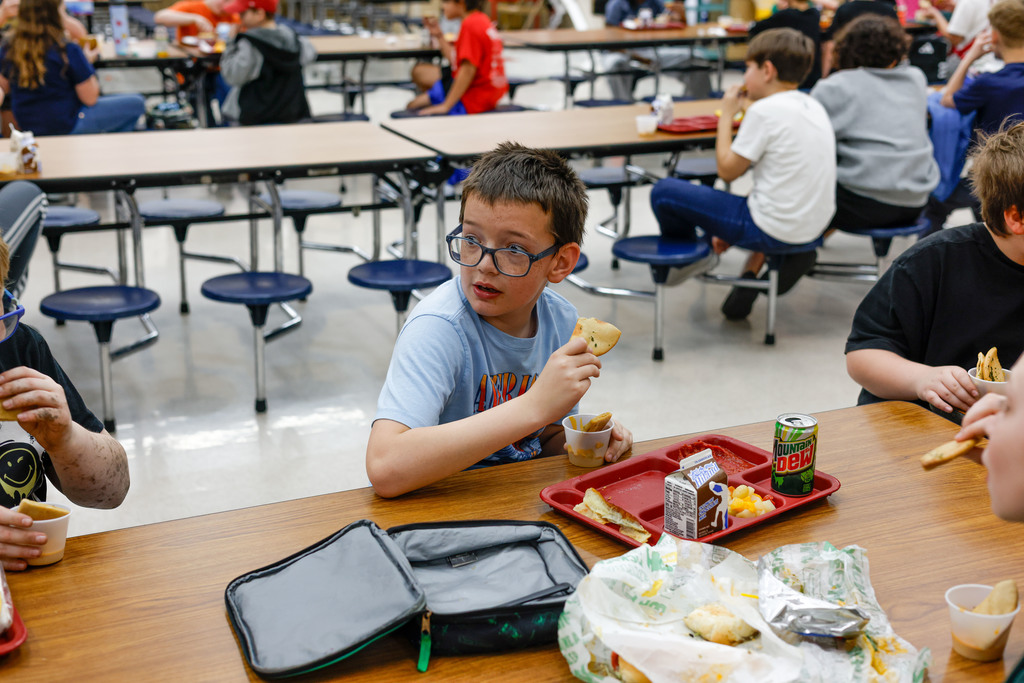 Westside Elementary student trying new foods.