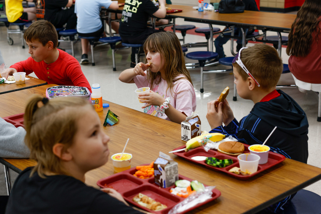 Westside Elementary student trying new foods.