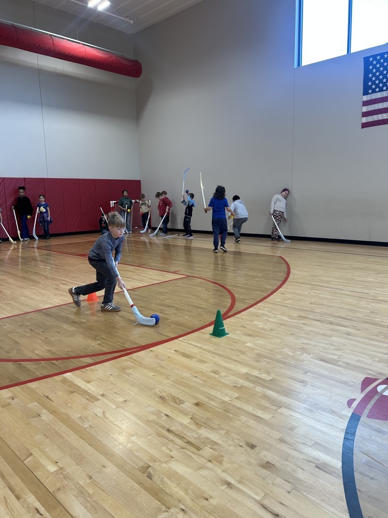student playing hockey