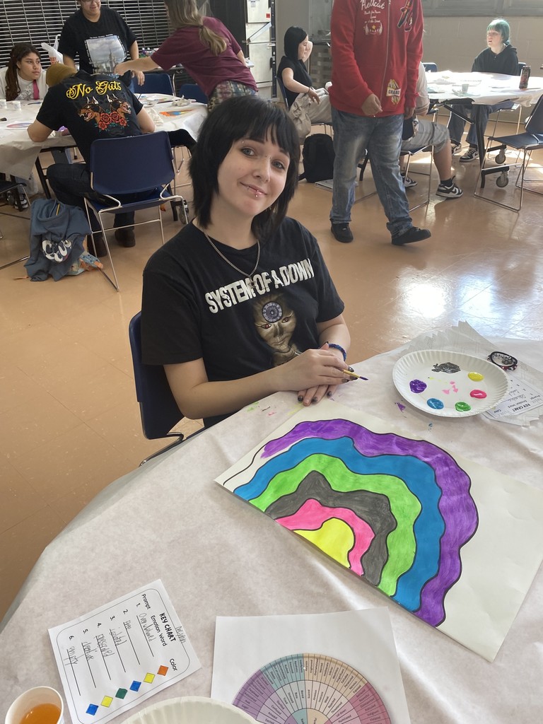 🎨🦓 During Zebra Connect time, CHOICES students worked on their “Emotions in Color” art project, using different colors and designs to represent how they’re feeling.  This creative time allowed students to express their emotions in a healthy way, reflect, and decompress. We love seeing art used as a positive outlet for self-expression and well-being!