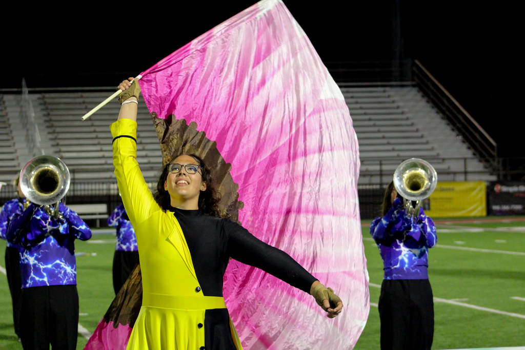 Zebra Guard member their flag on the competition field