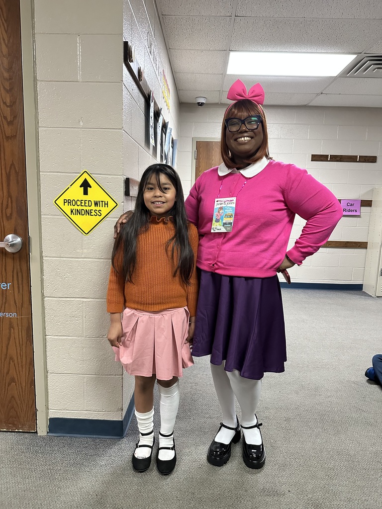 Student and staff dressed as Junie B Jones