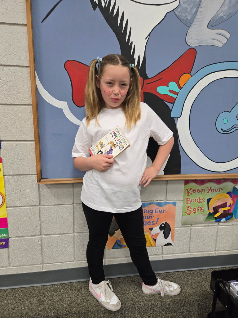 Student dressed as various book characters