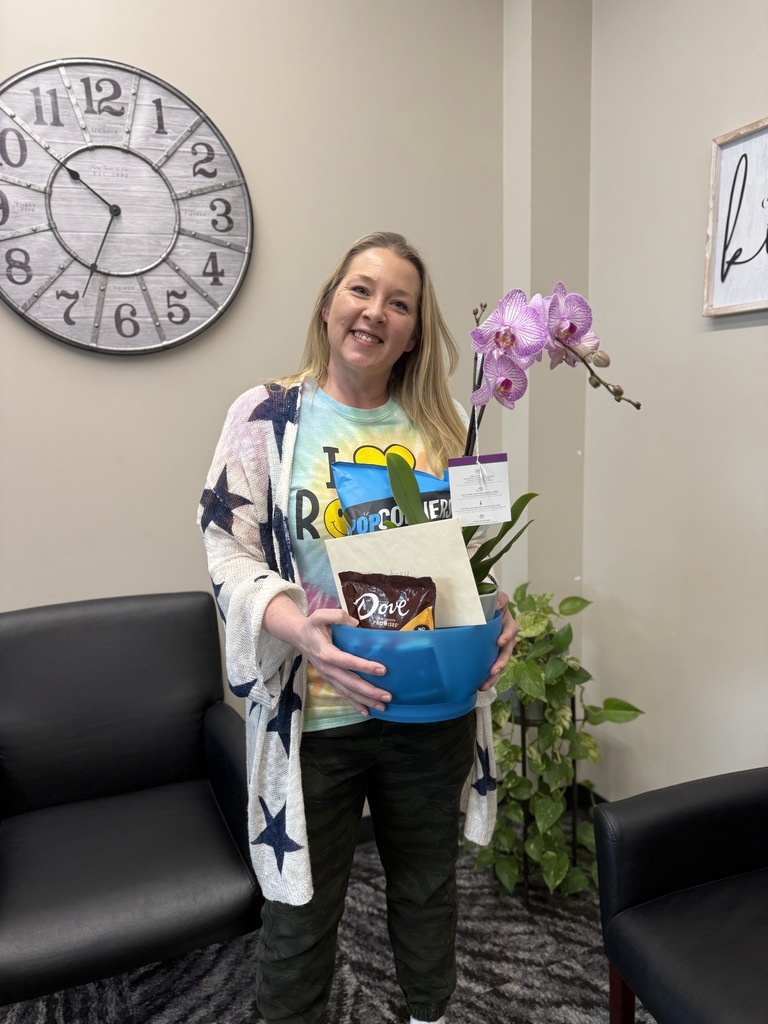 social worker holding gift