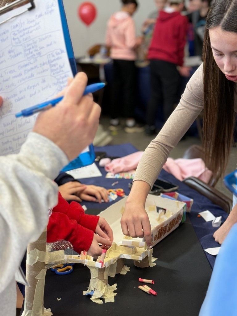 students with their marble structures