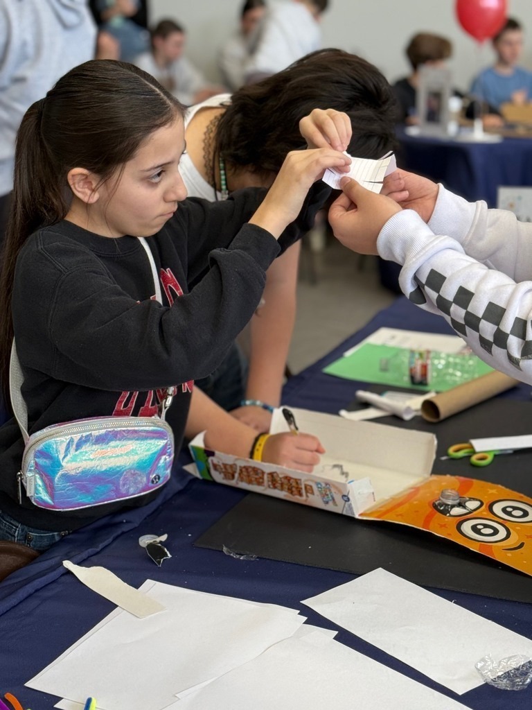 students with their marble structures
