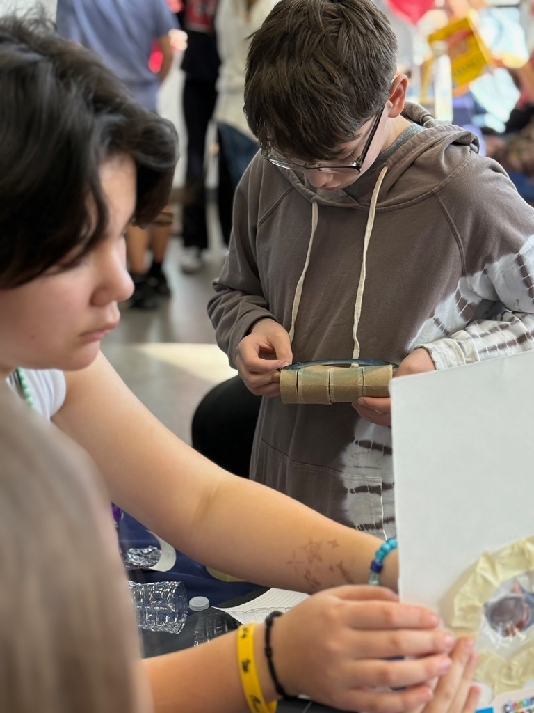 students with their marble structures