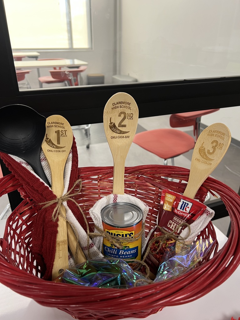 🌶️ Claremore High School National Chili Day Cook-Off! 🌶️  Claremore High School staff brought the heat for National Chili Day back in February with our Chili Cook-Off! Staff members had the chance to sample a variety of delicious chili recipes—ranging from mild and comforting to bold and spicy, with plenty of flavors in between. Everyone enjoyed tasting and voting for their favorites.  Congratulations to our winners: 🥇 1st Place: Mrs. Parks 🥈 2nd Place: Mr. Douthitt 🥉 3rd Place: Mr. Short  Thank you to everyone who participated and helped make this a fun event for our staff. It was a great way to bring everyone together and celebrate some amazing cooking talent at CHS!