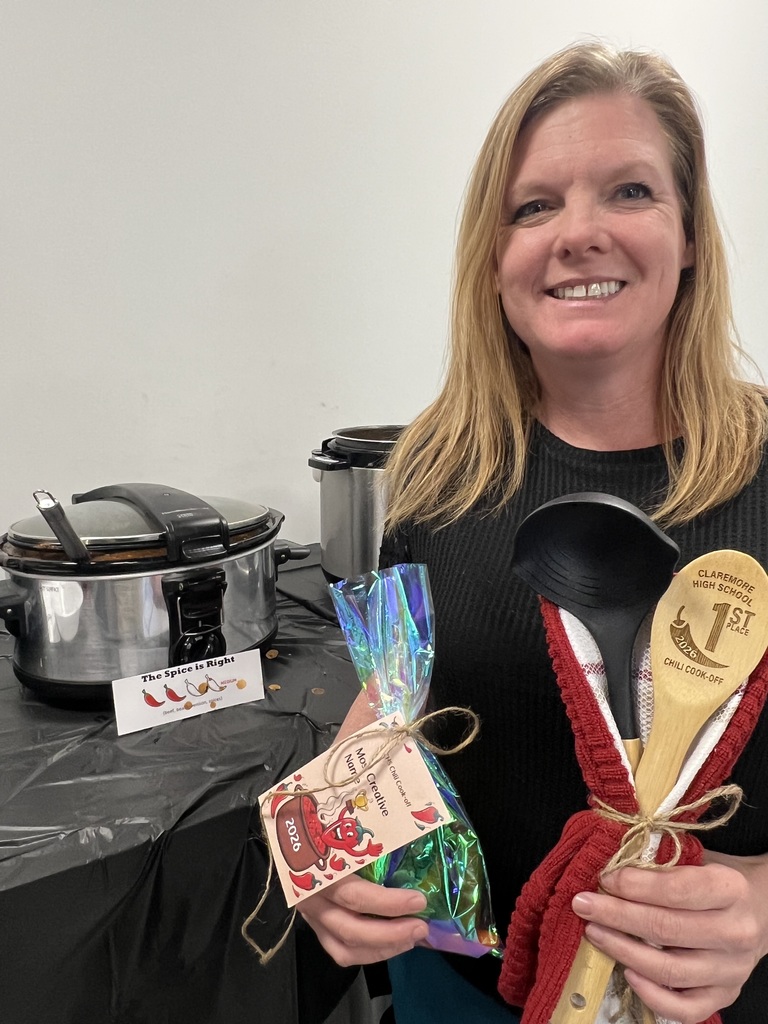 🌶️ Claremore High School National Chili Day Cook-Off! 🌶️  Claremore High School staff brought the heat for National Chili Day back in February with our Chili Cook-Off! Staff members had the chance to sample a variety of delicious chili recipes—ranging from mild and comforting to bold and spicy, with plenty of flavors in between. Everyone enjoyed tasting and voting for their favorites.  Congratulations to our winners: 🥇 1st Place: Mrs. Parks 🥈 2nd Place: Mr. Douthitt 🥉 3rd Place: Mr. Short  Thank you to everyone who participated and helped make this a fun event for our staff. It was a great way to bring everyone together and celebrate some amazing cooking talent at CHS!