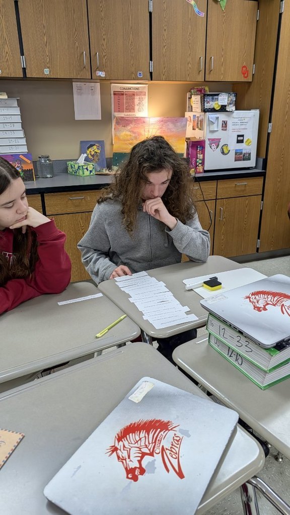 English IV students put their literary skills to the test with Puzzle Poetry. Using context clues and their knowledge of syntax rules, imagery, sonnet structure, and  punctuation, students worked to unscramble Percy Bysshe Shelley’s Romantic-era poem Ozymandias. Without the use of technology and using only their brain power, it was a race to see who could reconstruct the poem correctly first. Students demonstrated that poetry doesn't have to be boring, and it can be made up of equal parts analysis, logic, and teamwork. Critical thinking in action!